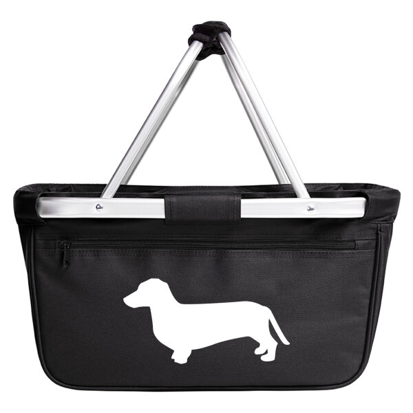 Einkaufskorb faltbar Dackel Silhouette 20 Liter Tragekorb Black