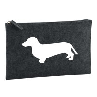 Kulturbeutel Dackel Silhouette 1 Liter Filz Charcoal...