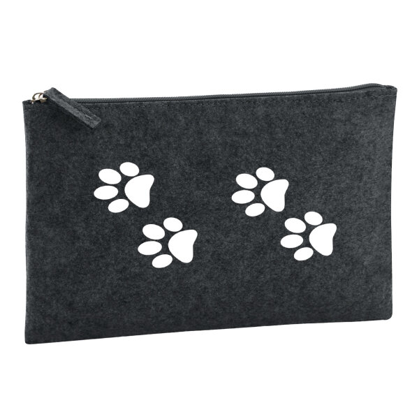 Kulturbeutel Fußtapsen Tapsen 1 Liter Filz Charcoal Kosmetiktasche