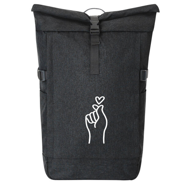 Kurierrucksack K-Pop Fingerherz Zeichen 30-44 Liter Black Melange