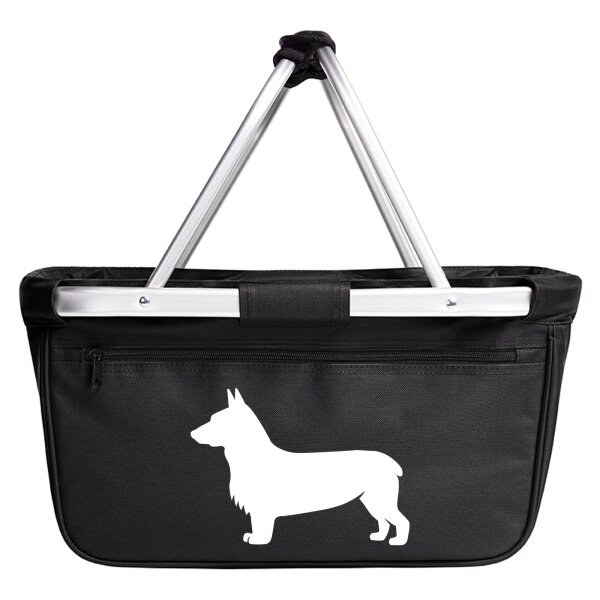 Einkaufskorb faltbar Welsh Corgi Pembroke Silhouette 20 Liter Tragekorb Black