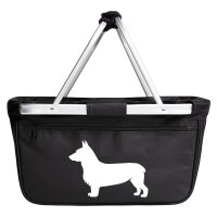 Einkaufskorb faltbar Welsh Corgi Pembroke Silhouette 20 Liter Tragekorb Black