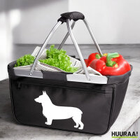 Einkaufskorb faltbar Welsh Corgi Pembroke Silhouette 20 Liter Tragekorb Black