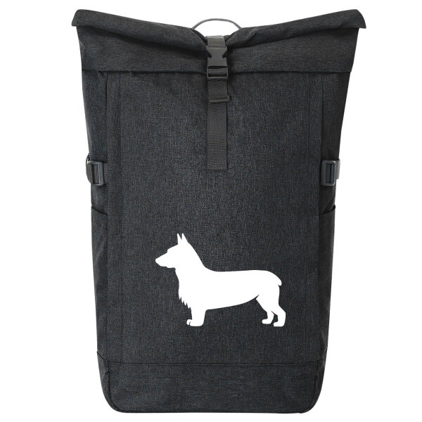 Kurierrucksack Welsh Corgi Pembroke Silhouette 30-44 Liter Black Melange