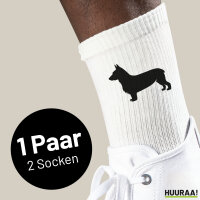 Socken Welsh Corgi Pembroke Silhouette Größe 37/46 White Motiv Tennissocken