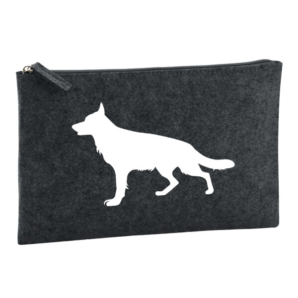 Kulturbeutel Deutscher Schäferhund Silhouette 1 Liter Filz Charcoal Kosmetiktasche