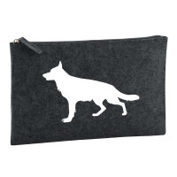 Kulturbeutel Deutscher Schäferhund Silhouette 1 Liter Filz Charcoal Kosmetiktasche