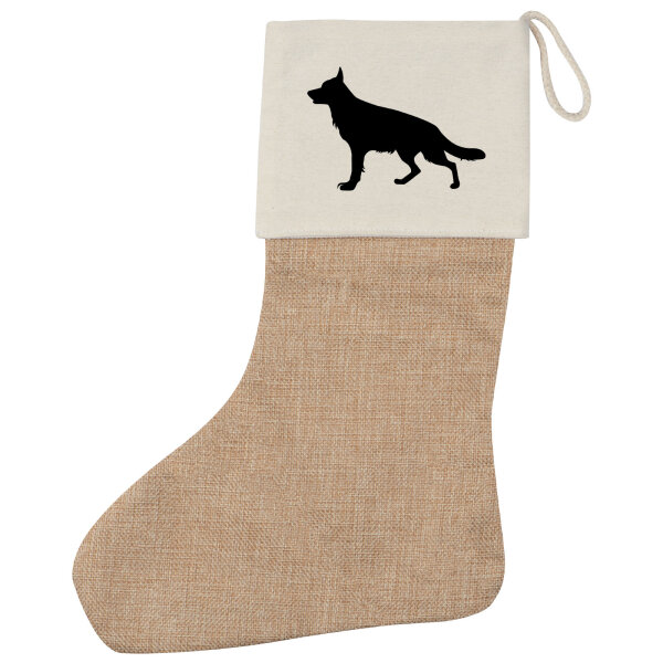 Weihnachtsstrumpf Deutscher Schäferhund Silhouette Beige