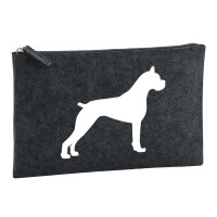 Kulturbeutel Deutscher Boxer Silhouette 1 Liter Filz Charcoal Kosmetiktasche