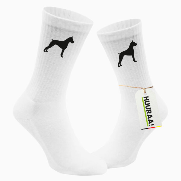 Socken Deutscher Boxer Silhouette Größe 37/46 White Motiv Tennissocken