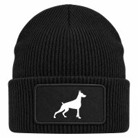 Beanie mit Patch Dobermann Silhouette Black