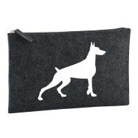 Kulturbeutel Dobermann Silhouette 1 Liter Filz Charcoal Kosmetiktasche