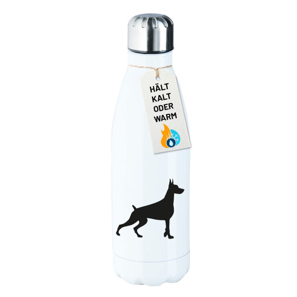 Edelstahl-Trinkflasche Dobermann Silhouette 500ml Wasserflasche