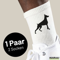 Socken Dobermann Silhouette Größe 37/46 White Motiv Tennissocken