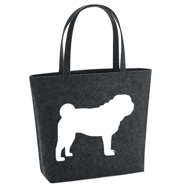 Filzshopper Mops Silhouette 22 Liter Filztasche