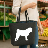 Filzshopper Mops Silhouette 22 Liter Filztasche