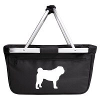 Einkaufskorb faltbar Mops Silhouette 20 Liter Tragekorb Black