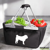 Einkaufskorb faltbar Mops Silhouette 20 Liter Tragekorb Black