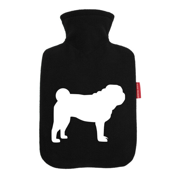 Wärmflasche Mops Silhouette