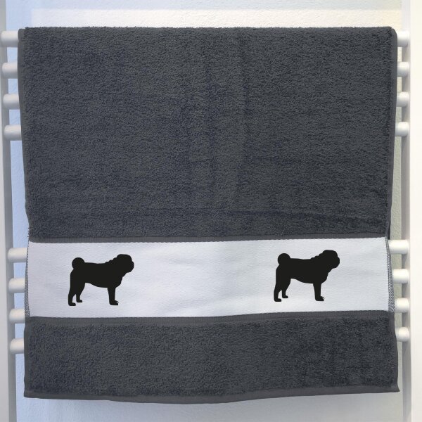 Handtuch Mops Silhouette 50x100cm