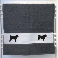 Handtuch Mops Silhouette 50x100cm