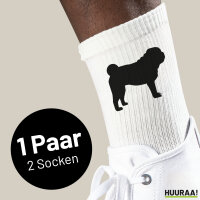 Socken Mops Silhouette Größe 37/46 White Motiv Tennissocken