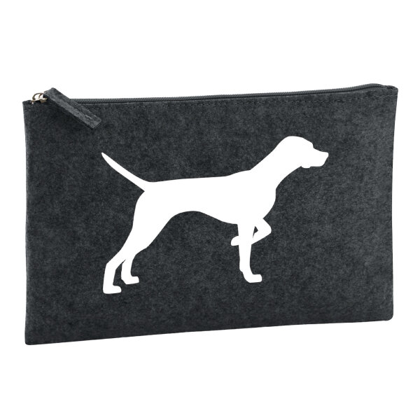 Kulturbeutel English Pointer Silhouette 1 Liter Filz Charcoal Kosmetiktasche