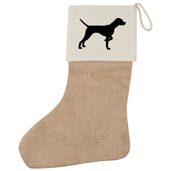 Weihnachtsstrumpf English Pointer Silhouette Beige