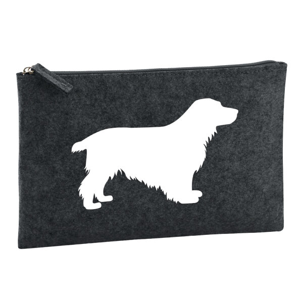 Kulturbeutel English Cocker Spaniel Silhouette 1 Liter Filz Charcoal Kosmetiktasche