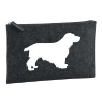 Kulturbeutel English Cocker Spaniel Silhouette 1 Liter Filz Charcoal Kosmetiktasche