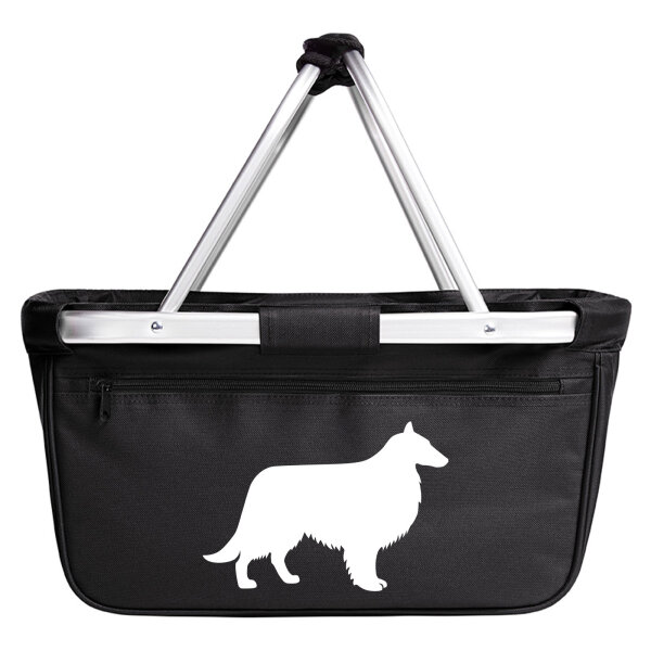 Einkaufskorb faltbar Collie Sheltie Silhouette 20 Liter Tragekorb Black