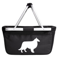 Einkaufskorb faltbar Collie Sheltie Silhouette 20 Liter Tragekorb Black