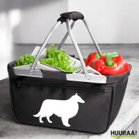 Einkaufskorb faltbar Collie Sheltie Silhouette 20 Liter Tragekorb Black