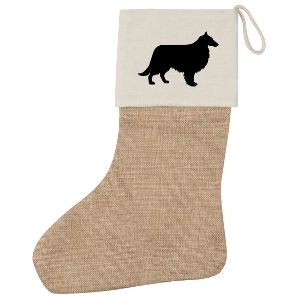 Weihnachtsstrumpf Collie Sheltie Silhouette Beige