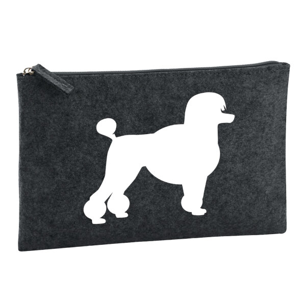 Kulturbeutel Pudel Silhouette 1 Liter Filz Charcoal Kosmetiktasche