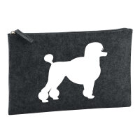 Kulturbeutel Pudel Silhouette 1 Liter Filz Charcoal Kosmetiktasche