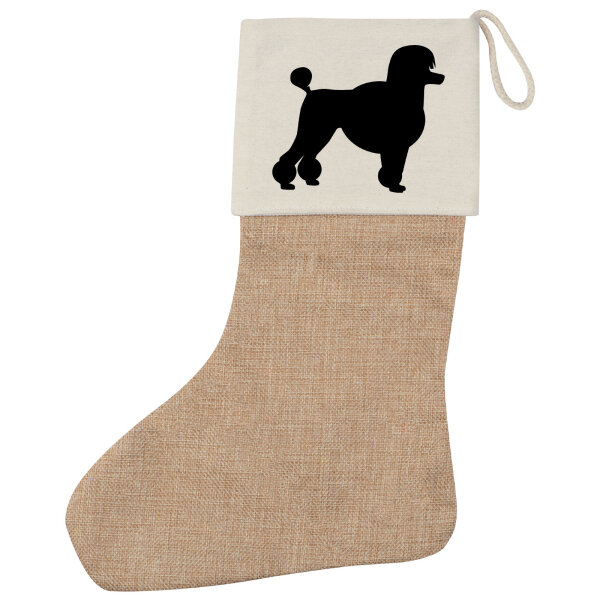 Weihnachtsstrumpf Pudel Silhouette Beige
