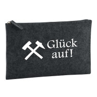 Kulturbeutel Glück auf! Ruhrpott 1 Liter Filz Charcoal Kosmetiktasche