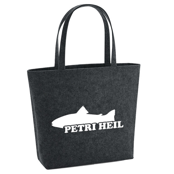 Filzshopper Petri Heil Fischergruß 22 Liter Filztasche