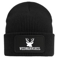 Beanie Weidmannsheil Hirsch Jägergruß Black...
