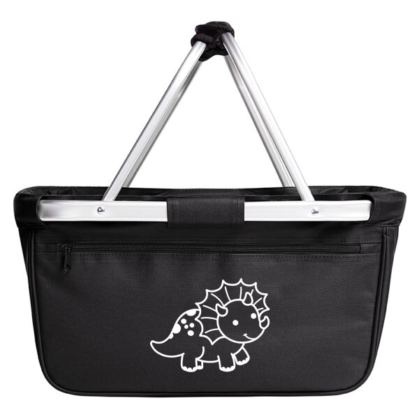 Einkaufskorb faltbar Triceratops Dinosaurier 20 Liter Tragekorb Black