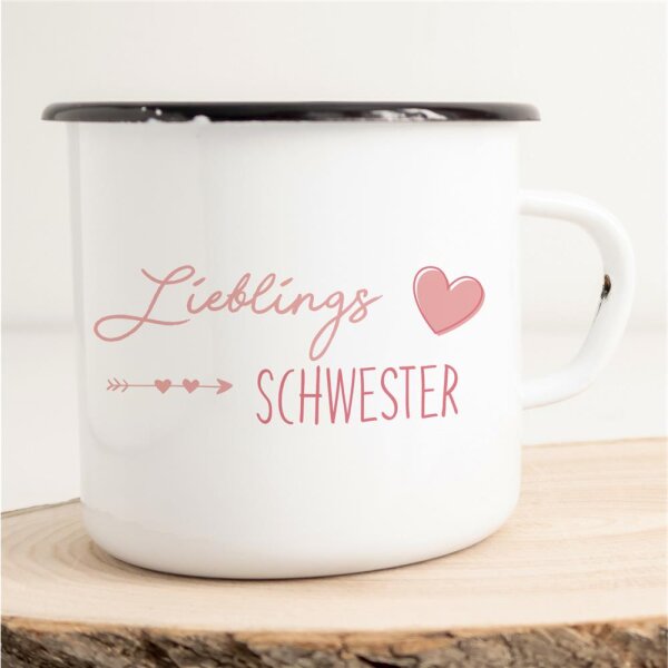 Emaille Tasse Lieblings Schwester Vintage 300ml