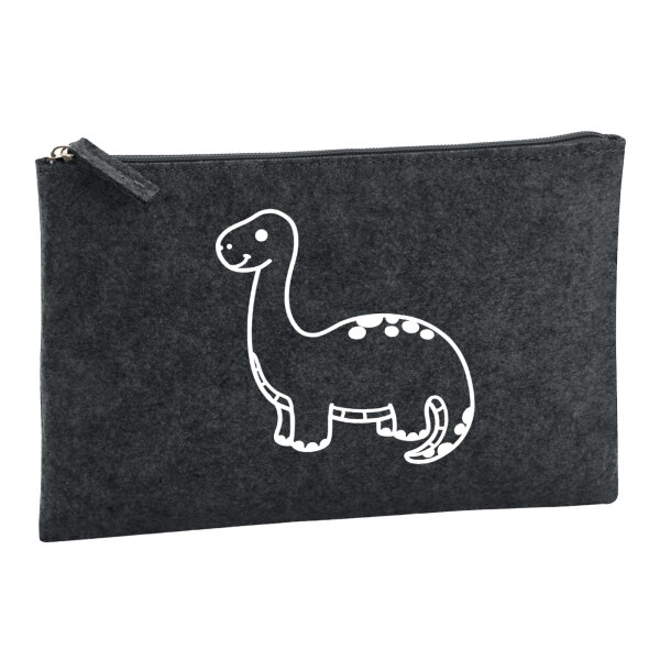 Kulturbeutel Brontosaurus Dinosaurier 1 Liter Filz Charcoal Kosmetiktasche
