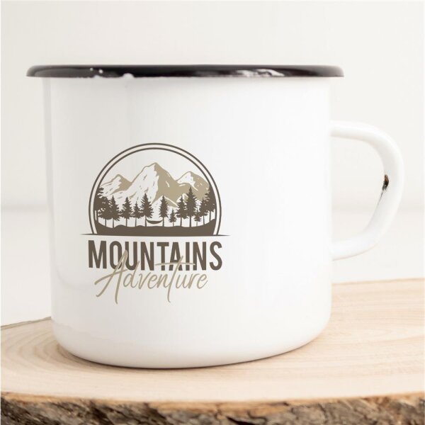 Emaille Tasse Mountain Adventure Vintage 300ml