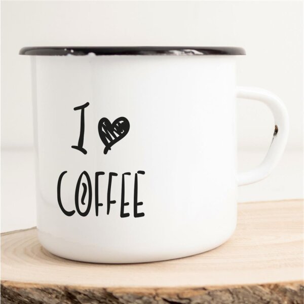 Emaille Tasse I love Coffee Vintage 300ml