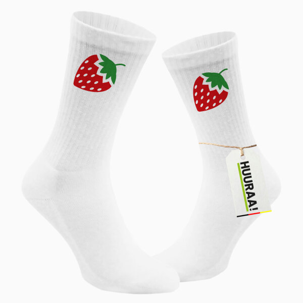 Socken Erdbeere Strawberry Größe 37/46 White Motiv Tennissocken