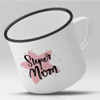 Emaille Tasse Super Mom Vintage 300ml