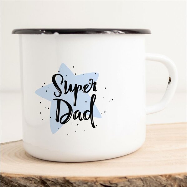 Emaille Tasse Super Dad Vintage 300ml