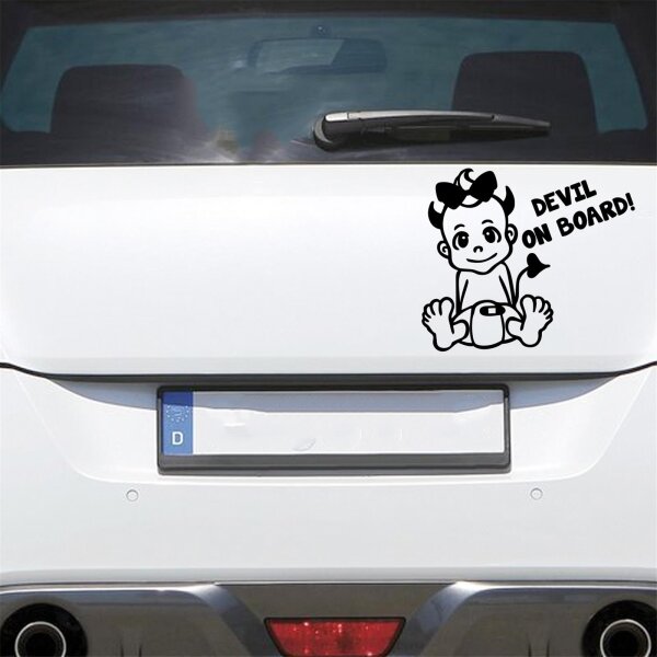 Autoaufkleber Devil AN Bord Teufelchen Mädchen ca. 17x14cm