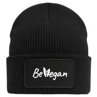 Beanie Be Vegan Blätter Black Mütze